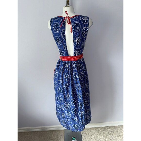 Vtg 60s 70s Design House Pinafore Apron Wrap Dress Patchwork Boho Bandana Print - Picture 3 of 6